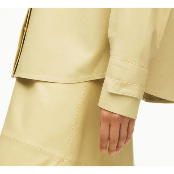 ZARA Leather Limited Edition Oversized Collared Long Sleeve Button Down Shirt Me - Picture 5 of 11